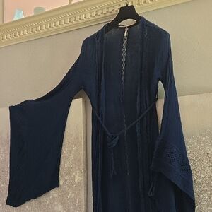 Jen's Pirate Booty Navy Blue Crochet-Trim Robe